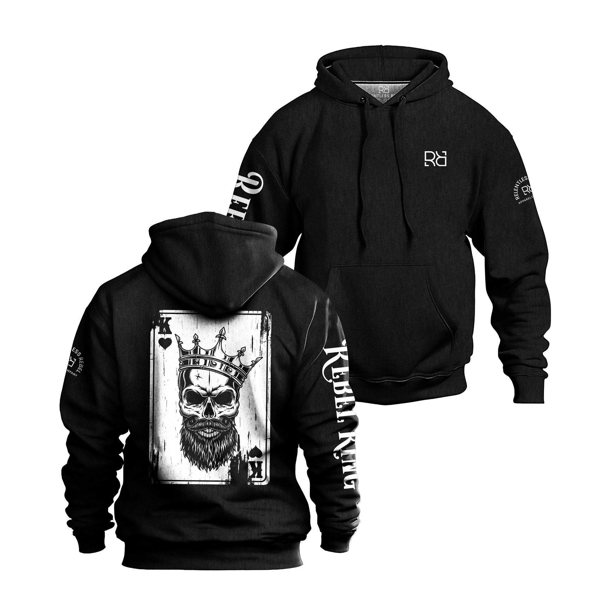 Black Rebel King back printed hoodie