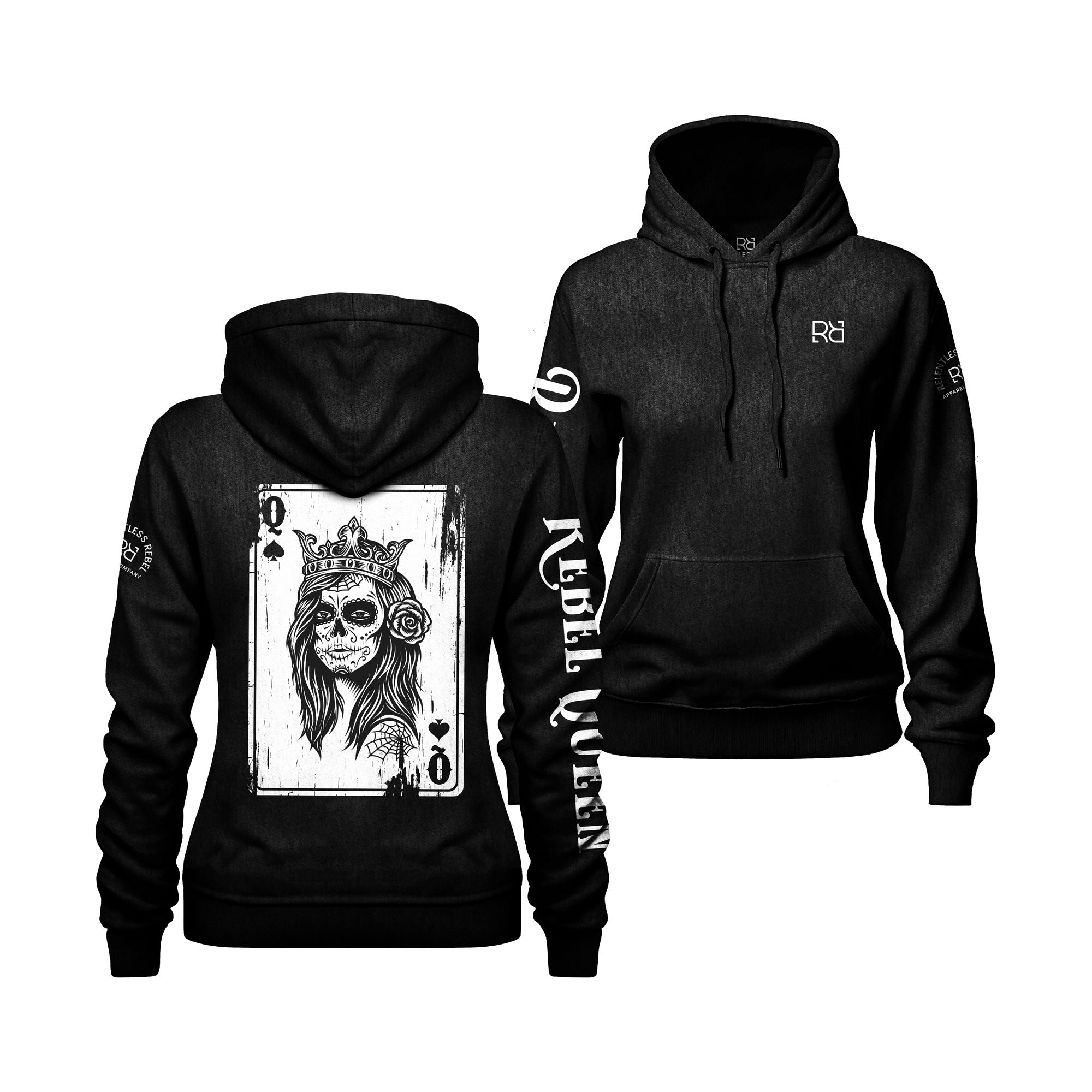 Rebel Queen Ace back design hoodie in black