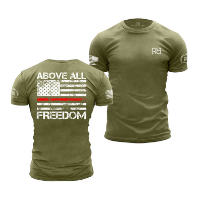 Military Green Men's Above All Freedom Back Design Tee