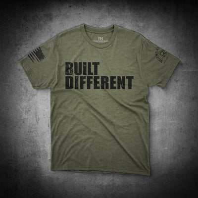 Built Different Military Green front design t-shirt