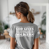 God Gives His Toughest Battles... | White Stars | Premium Women's Tee