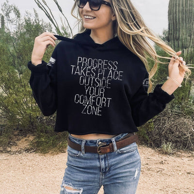 Progress Takes Place Outside Your Comfort Zone | Front | Women's Cropped Hoodie