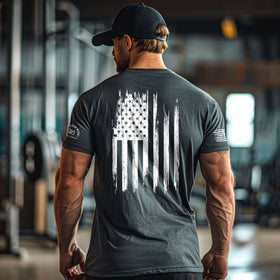 Rebel Patriot Flag | Athletic Heather | B | Vertical | Premium Men's Tee