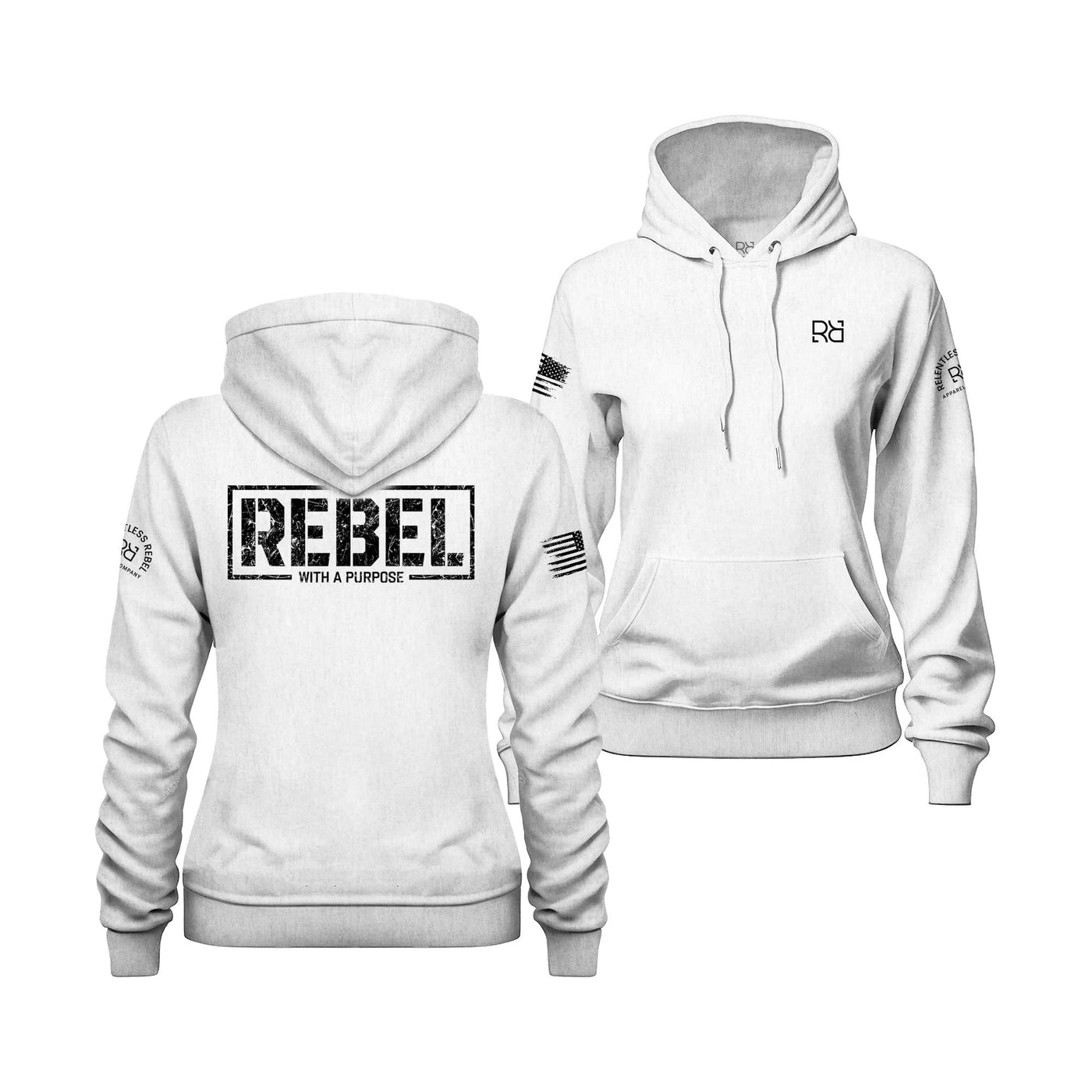 Relentless White Women's Rebel With A Purpose Back Design Hoodie