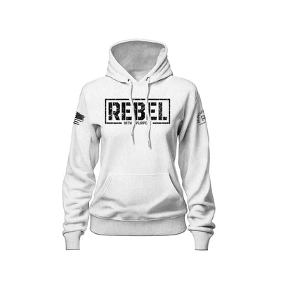 Relentless White Women's Rebel With A Purpose Front Design Hoodie