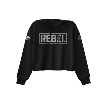 Solid Black Women's Rebel With A Purpose Front Design Cropped Hoodie