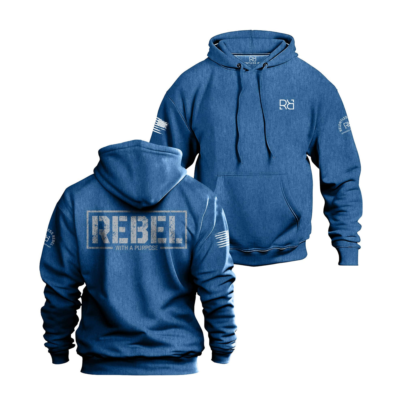 Royal Heather Men's Rebel With A Purpose Back Design Hoodie