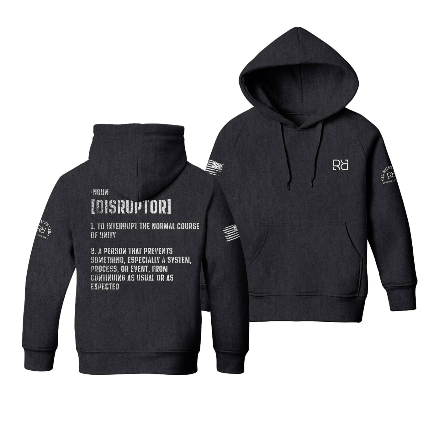 Charcoal Heather The Disruptor Back Design Youth Hoodie