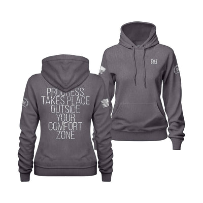 Charcoal Heather Women's Progress Takes Place Back Design Hoodie
