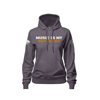 Charcoal Heather Women's Music Is My Mistress Front Design Hoodie