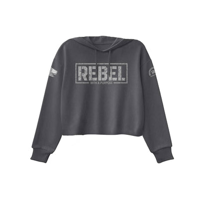 Dark Grey Heather Women's Rebel With A Purpose Front Design Cropped Hoodie