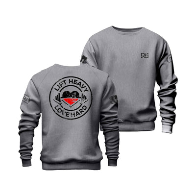 Gunmetal Heather Lift Heavy Love Hard Back Design Sweatshirt