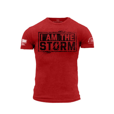 Solid Red Men's I Am The Storm Front Design Tee
