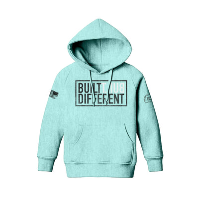 Built Different Youth front design mint hoodie
