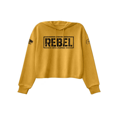 Heather Mustard Women's Rebel With A Purpose Front Design Cropped Hoodie
