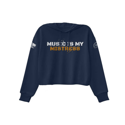 Navy Women's Music Is My Mistress Front Design Cropped Hoodie
