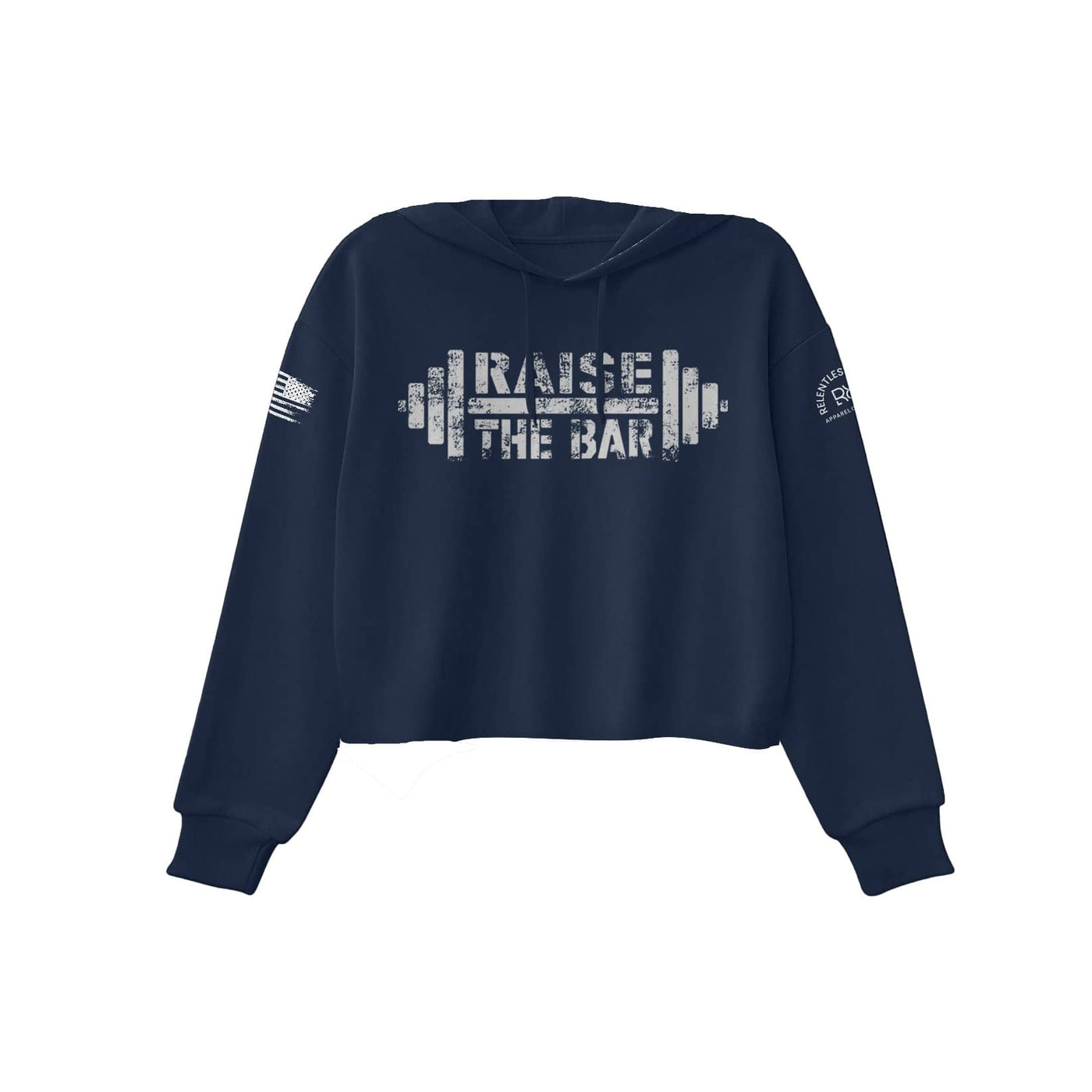 Navy Women's Raise the Bar Front Design Cropped Hoodie