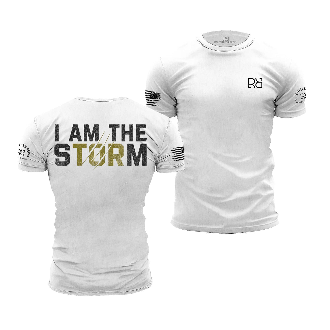 Relentless White Men's I Am The Storm Back Design Tee