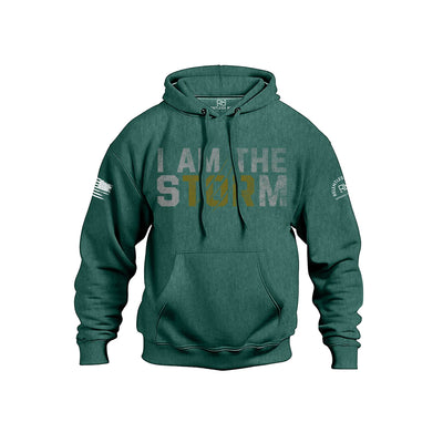 Teal Men's I Am The Storm Front Design Heavyweight Hoodie