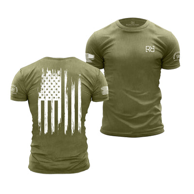 Military Green Men's Rebel Patriot Flag Back Design Tee