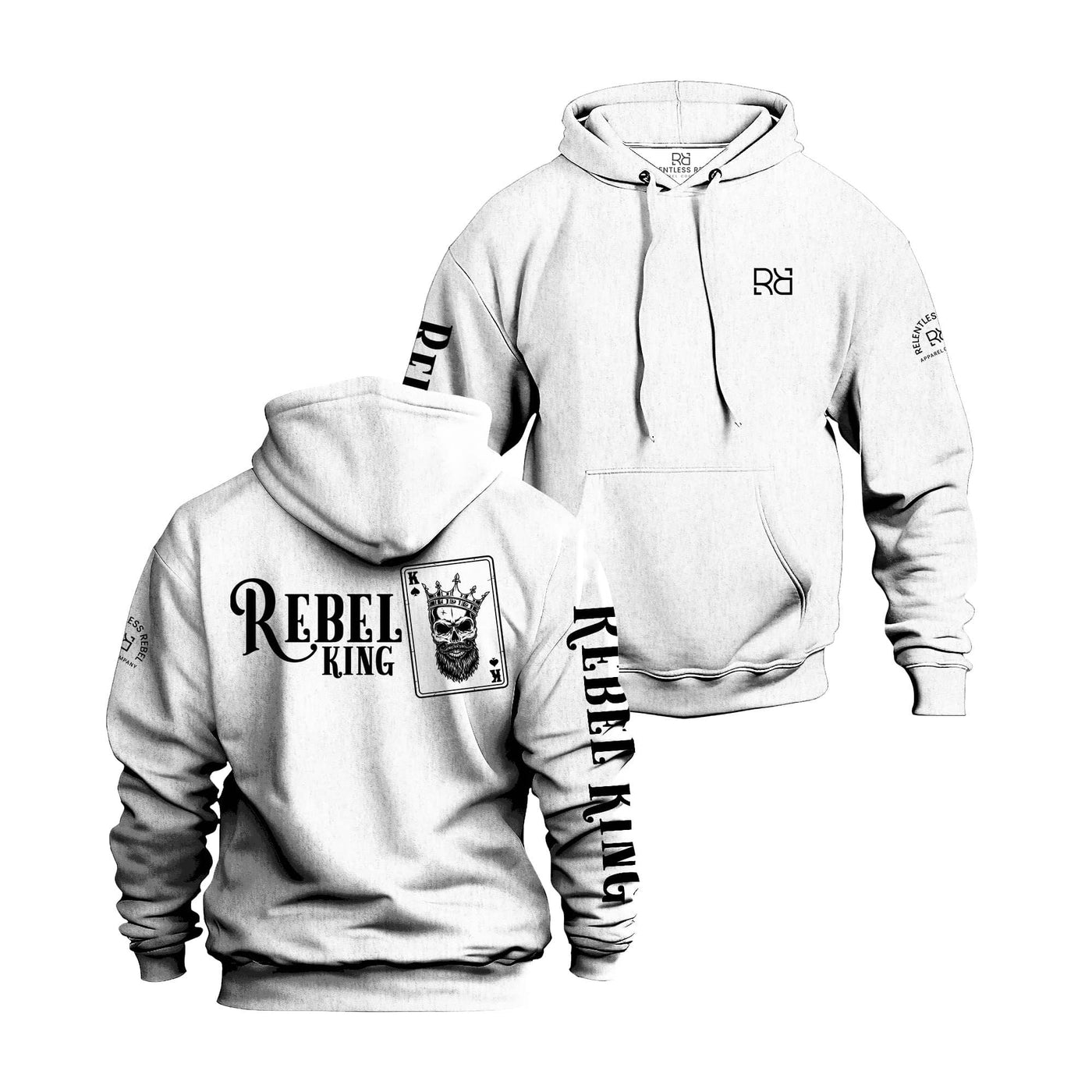 Relentless White Men's Rebel King Sleeve & Back Design Hoodie