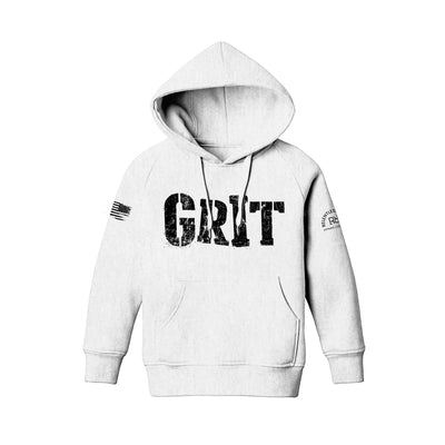 Relentless White Youth Grit Front Design Hoodie