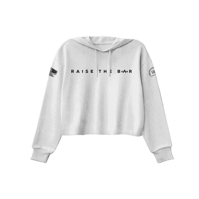 Relentless White Women's Raise the Bar Front Design Cropped Hoodie