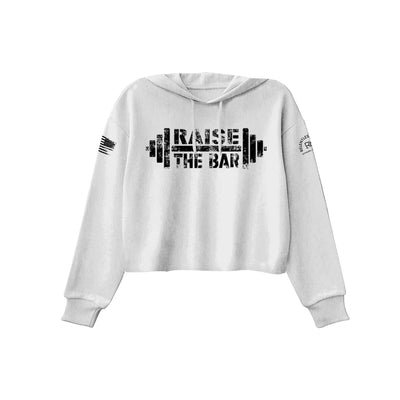 Relentless White Women's Raise the Bar Front Design Cropped Hoodie