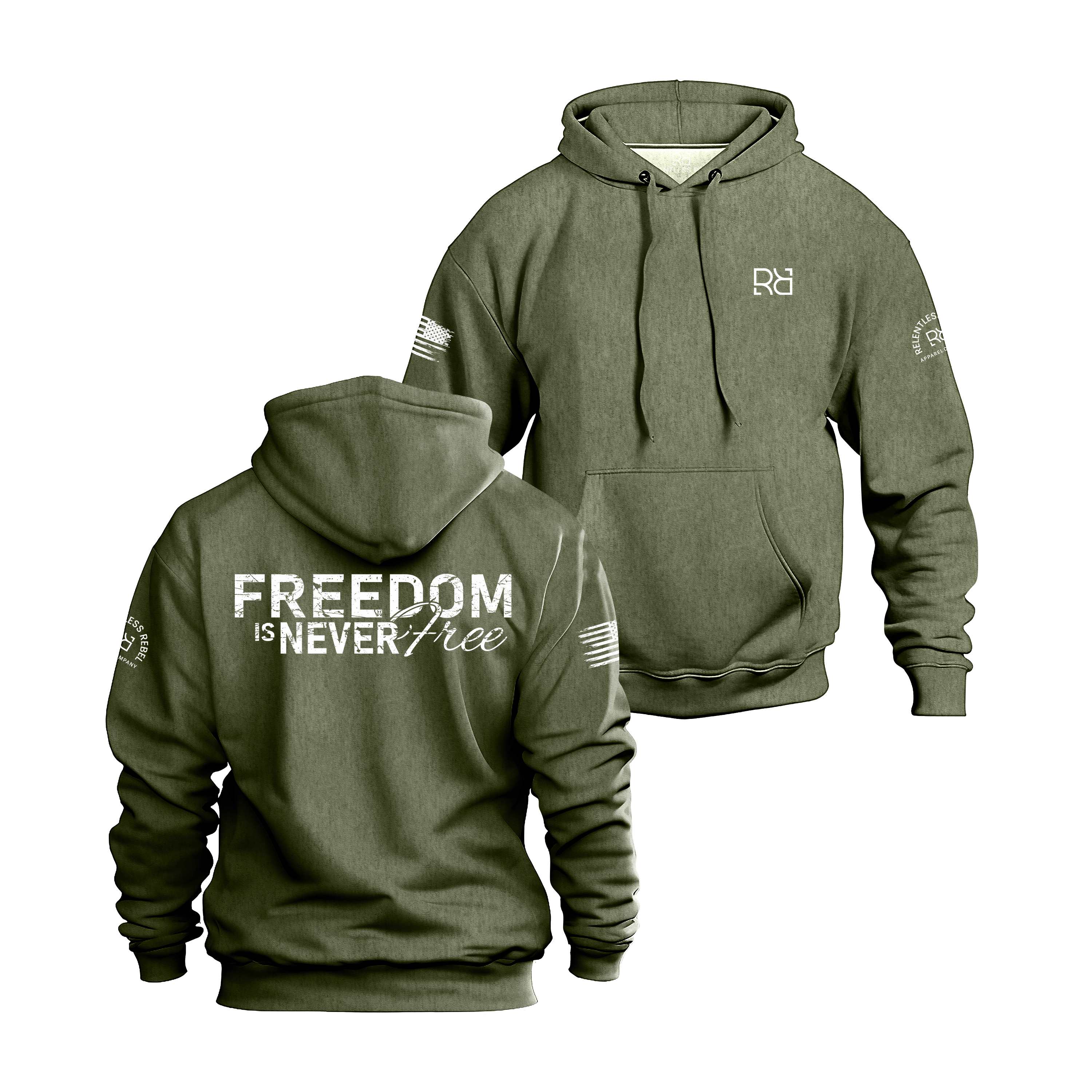 Freedom is Never Free Military Green Hoodie