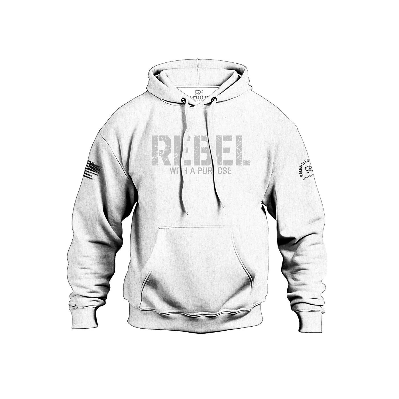 Relentless White Men's Rebel With A Purpose Front Design Hoodie