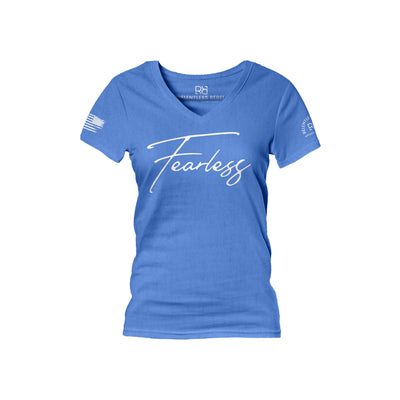 Heather True Royal Women's Fearless Front Design V-Neck Tee