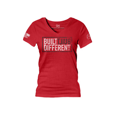 Built Different Women's Heather Red V-Neck Tee