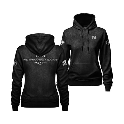 Solid Black Women's Nothing but Gains Back Design Hoodie