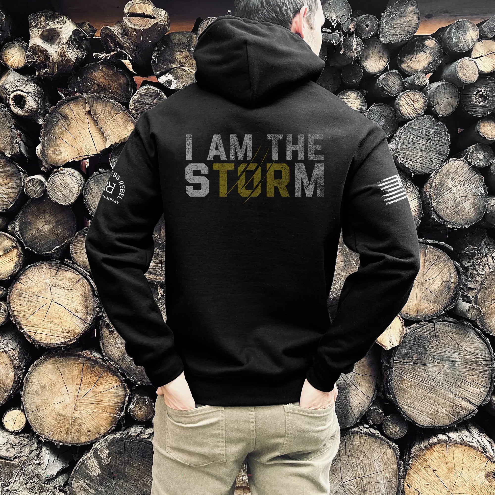 Back design men's I Am The Storm Hoodie