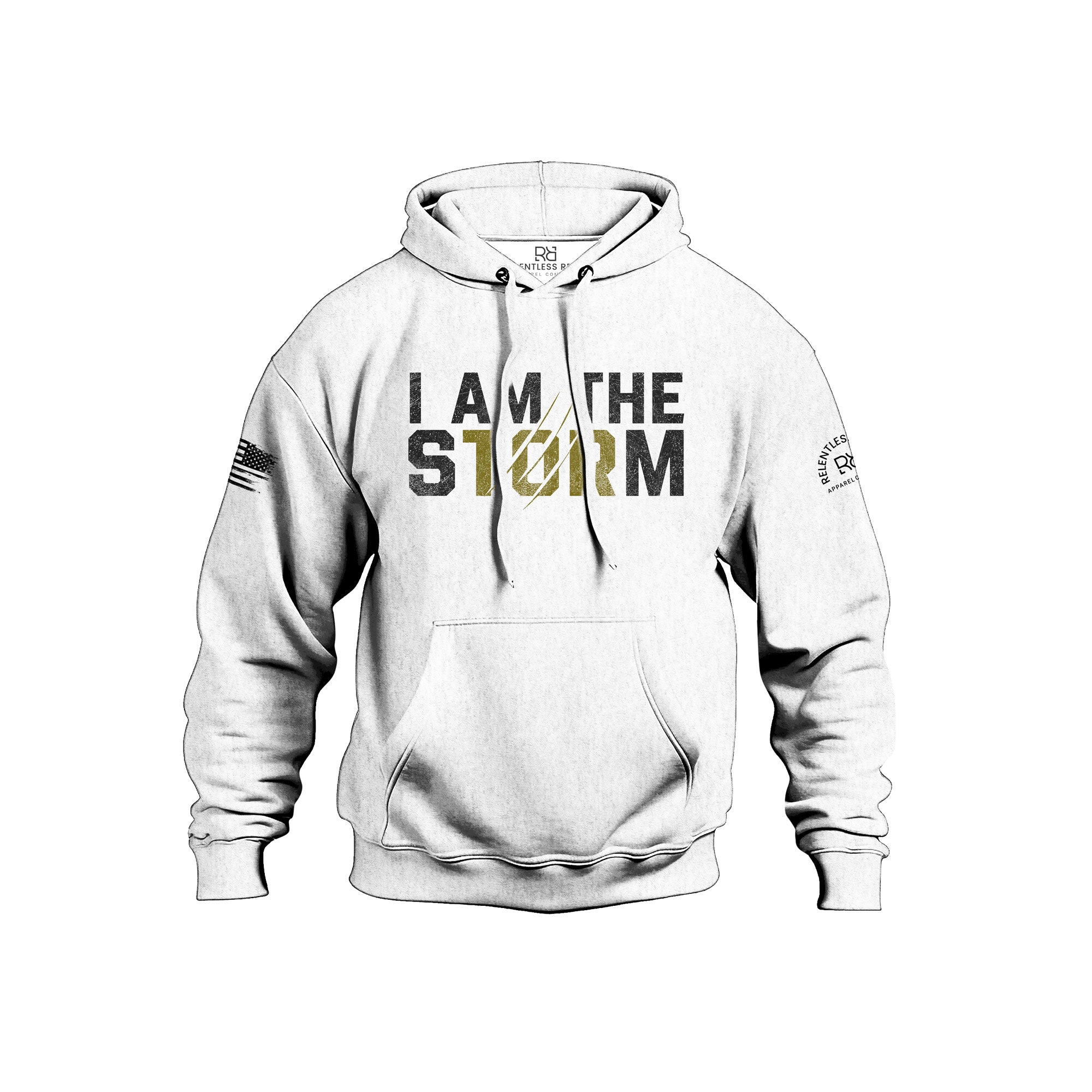Front design I Am The Storm White hoodie
