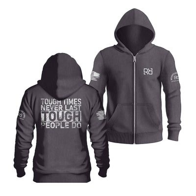 Charcoal Heather Tough Times Never Last Tough People Do | Men's Lightweight Zip Hoodie