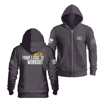 Charcoal Heather Today I Get To Work Out | Men's Lightweight Zip Hoodie