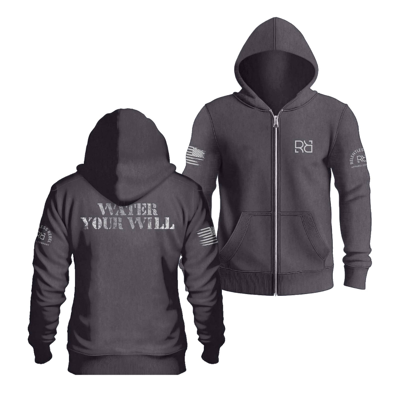 Charcoal Heather Water Your Will | Men's Lightweight Zip Hoodie