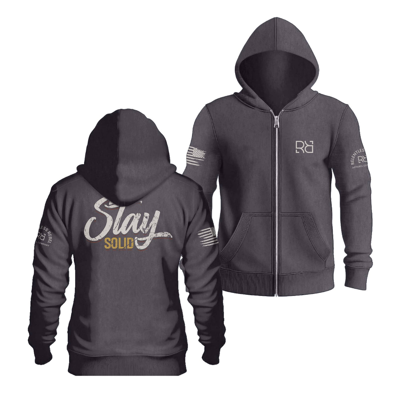 Charcoal Heather Stay Solid | Men's Lightweight Zip Hoodie