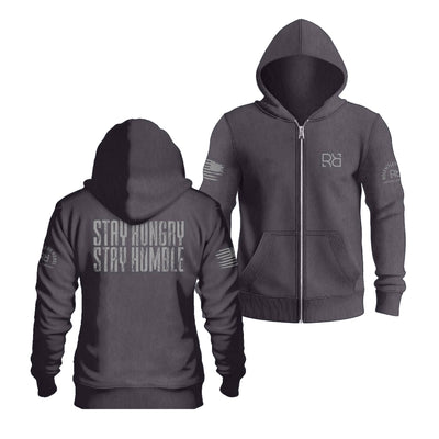 Charcoal Heather Stay Hungry Stay Humble | Men's Lightweight Zip Hoodie