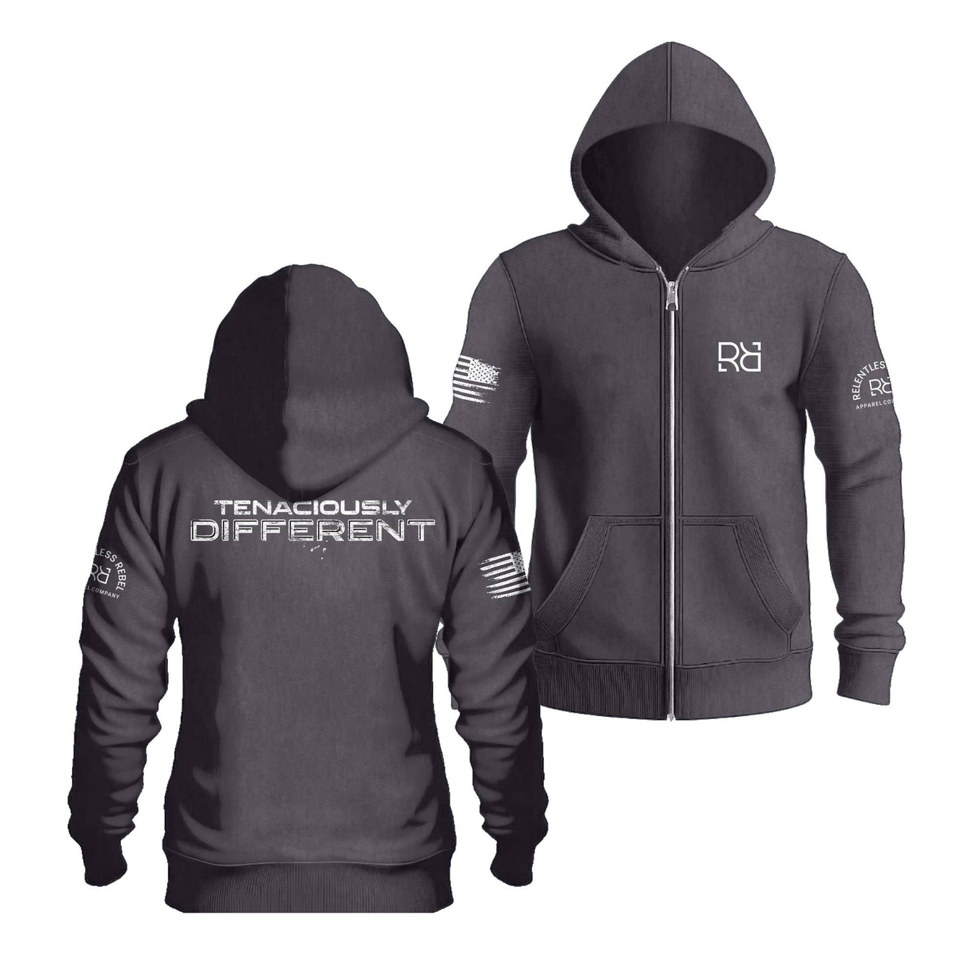 Charcoal Heather Tenaciously Different | Men's Lightweight Zip Hoodie