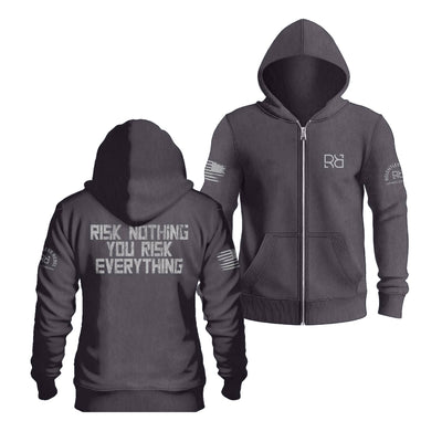 Charcoal Heather Risk Nothing You Risk Everything | Men's Lightweight Zip Hoodie