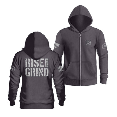 Charcoal Heather Rise and Grind | Men's Lightweight Zip Hoodie