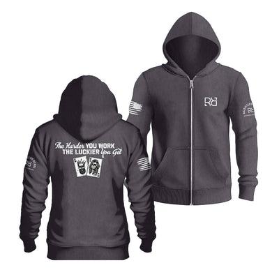 Charcoal Heather The Harder You Work Back Design Zip Up Hoodie