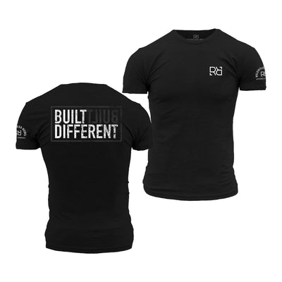 Solid Black Built Different tee.
