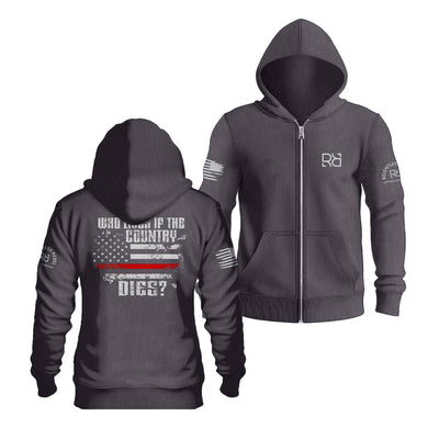 Charcoal Heather Who Lives if the Country Dies | Men's Lightweight Zip Hoodie