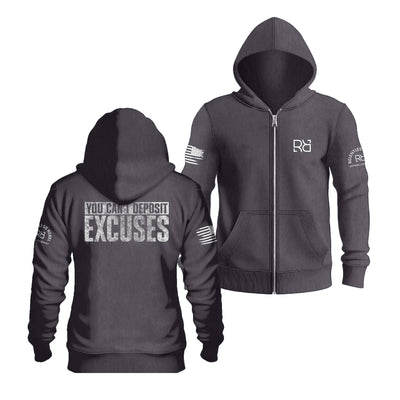 Charcoal Heather You Can't Deposit Excuses | Men's Lightweight Zip Hoodie