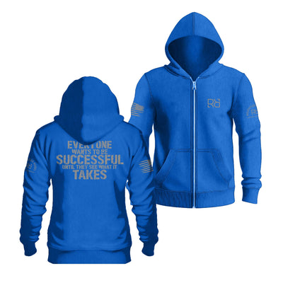 True Royal Everyone Wants to Be Successful Back Design Zip Up Hoodie