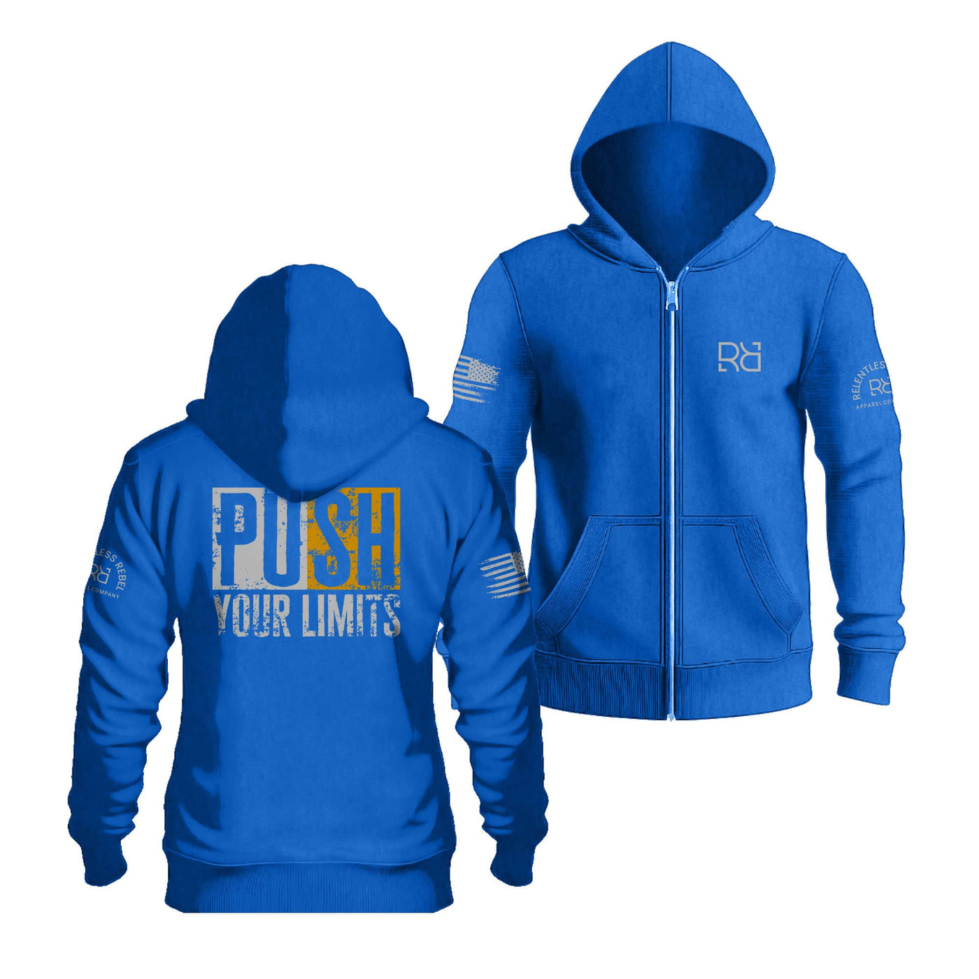 True Royal Push Your Limits Back Design Zip Up Hoodie