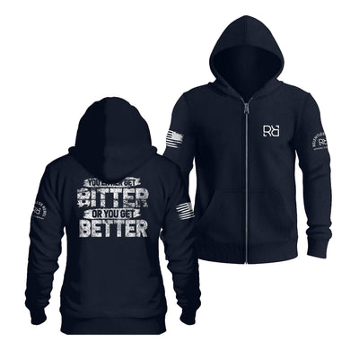 Navy You Either Get Bitter or You Get Better | Men's Lightweight Zip Hoodie